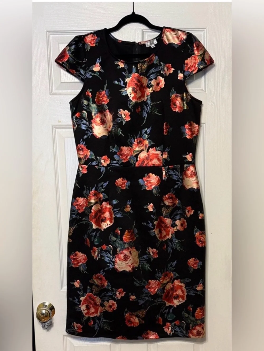 Olivia Matthews Black Red Dress 14 Rose Floral Moody Romantic Goth Noir